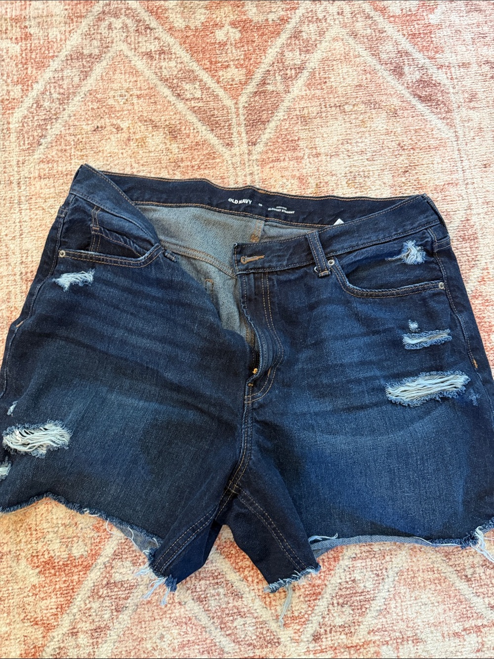 Old Navy Dark Blue Distressed Denim Shorts